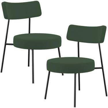 Imagem de Kit 02 Poltronas Decorativas Para Sala De Estar Base Fixa Londres L02 Suede Verde Musgo - Lyam