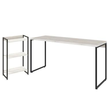 Imagem de Kit Escritório Estante 3 Prateleiras Com Mesa 150Cm Snow