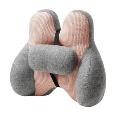 Imagem de predolo 2 peças de almofada de apoio lombar para escritório, almofada de apoio para as costas, almofada de assento multifuncional para presente, cadeira de, Rosa