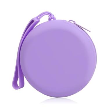 Imagem de Woyinger Adequado para estojo de carregamento de AirPods, organizador Tech Pouch para acessórios com gerenciamento de cabos, capa de fone de ouvido e compartimento de porta-moedas para viagens, roxo