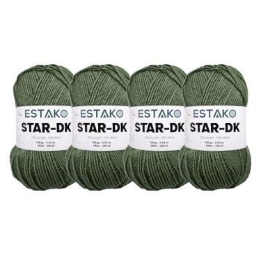 Imagem de Estako Fio Star-DK - (pacote com 4 novelos) - 75% acrílico 25% lã - DK #3 macio e leve - (4 x 99 g) / (4 x 306 jardas) - fio de crochê e tricô (34067 - grama)
