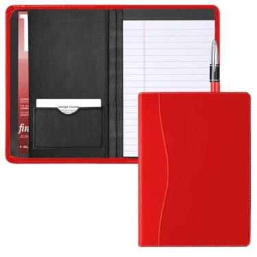 Imagem de Gorbado Mini Padfolio/Junior Portfolio Folder Case, Business A5 fichário organizador bloco de notas para homens e mulheres, bloco de escrita 5 x 8 incluído, vermelho