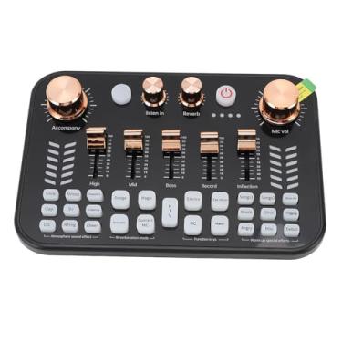 Imagem de Asixxsix Placa de som ao v i v o, interface de entrada de microfone de 3,5 mm, mixer de áudio BT com luzes pulsantes, para streaming de telefone e PC