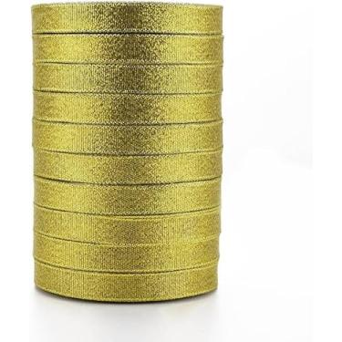 Imagem de 10 rolos de 250 metros de fita metálica com glitter de 1/2 polegada fita brilhante oliva para artesanato, embrulho de presente, decoração de suprimentos de festa e projetos faça você mesmo, cerca de