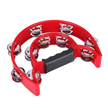 Imagem de RiToEasysports Instrumento de Percussão de Pandeiro Com Jingles de Fileira Dupla para Exercícios de Coordenação Ocular, Crianças e Família (Vermelho)