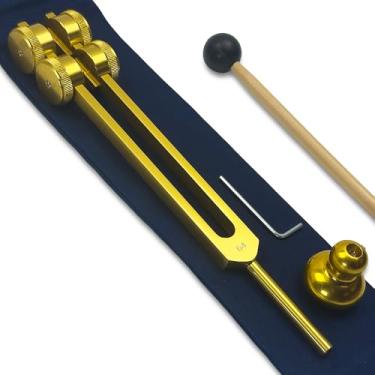 Imagem de Diapasão OTTO de 64 Hz para cura – Ferramenta Osteofônica para terapia de som e aplicação de biocampo | Com bota ponderada | Dourado