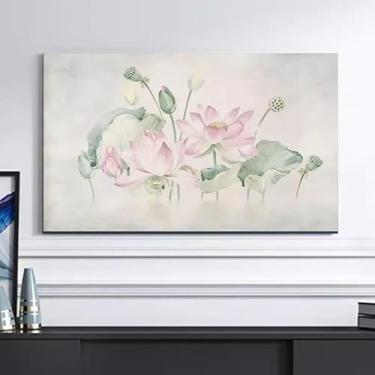 Imagem de Capa contra poeira para TV interna de 32-65 polegadas, flor de lótus, televisão, pano à prova de poeira, protetor de tela LCD universal, tela de TV, pinturas decorativas, sala de estar/quarto, flor1||