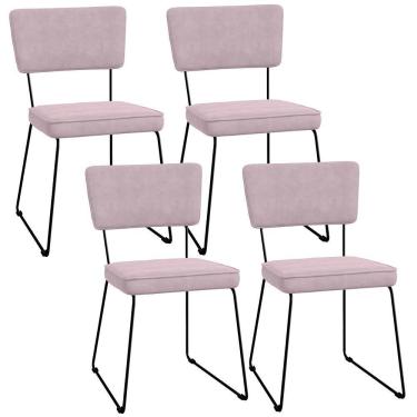 Imagem de Kit 04 Cadeiras De Jantar Allana L02 Suede Rosê