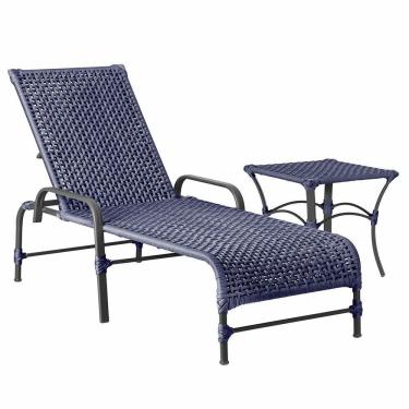 Imagem de Espreguiçadeira Alumínio Catar Mesa Corda Náutica Piscina Azul