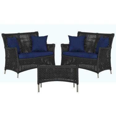 Imagem de 2 Sofás E Mesa Igapó Alumínio Fendi Corda Náutica E10 Trama Preto