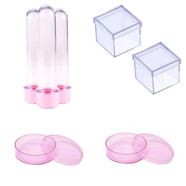 Imagem de 100 Latinhas Acrílicas Tubetes 13Cm Caixinhas 5X5 Rosa - Belas cores