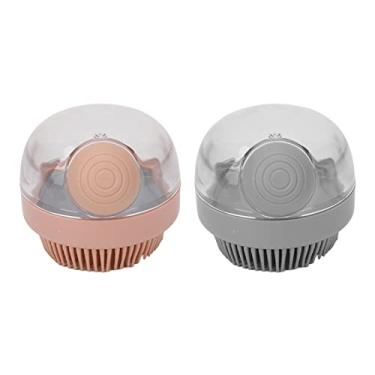 Imagem de Escova de purificação do corpo de silicone macio durável em forma redonda escova de corpo de banho com dentes finos para limpeza profunda e espuma rica cinza rosa 2 peças