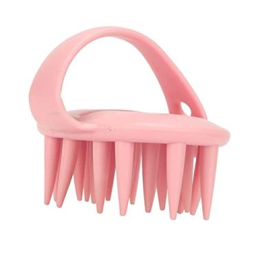 Imagem de Escova de banho de silicone Escova de shampoo para purificação corporal Cabo ergonômico Limpeza profunda Massagem esfoliante do couro cabeludo para viagens em casa Material de (Rosa)