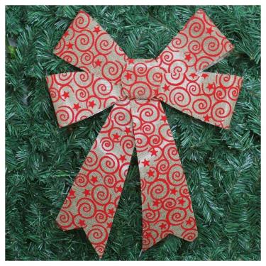 Imagem de Kit 20 Enfeite árvore Natal Laço Arabesco Com Veludo 42 Cm