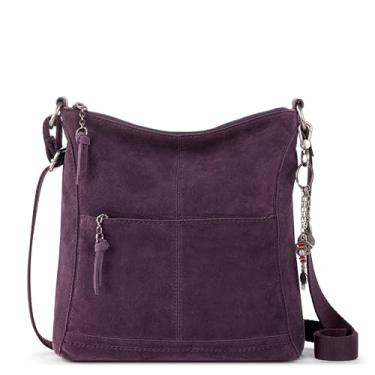 Imagem de The Sak Bolsa tiracolo de couro Lucia - Bolsa feminina de couro premium para uso diário e viagens - Bolsa transversal com zíper, Camurça berinjela, One Size