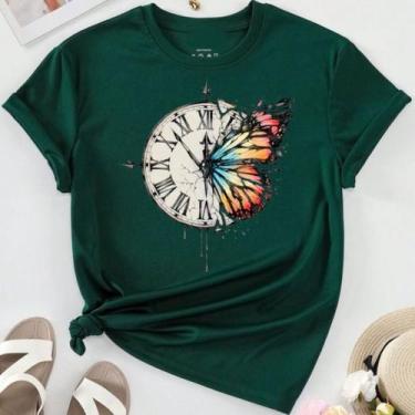 Imagem de Camiseta Feminina Estampada Borboleta Várias Cores - Nos Style, Verde,