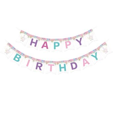 Imagem de Adecortalk Faixa de aniversário de unicórnio decoração de festa de aniversário de unicórnio suprimentos lembrancinhas de festa de unicórnio faixa de feliz aniversário para meninas decorações de festa