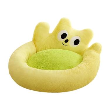Imagem de Fenteer Cama de gato dormindo de carinho criativo decorativo macio leve quente canil sofá de cachorro para suprimentos de animais de estimação gatinho, Amarelo, M