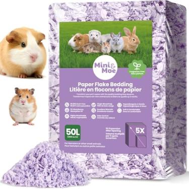 Imagem de mini&moe Roupa de cama para hamster: livre de poeira e controle de odor absorvente de umidade papel natural roupa de cama para animais de estimação pequenos - para porquinhos-da-índia, hamsters e