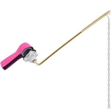 Imagem de Hibbent Kit de substituição de alça de vaso sanitário universal de metal, alavanca de tanque de descarga de vaso sanitário com correntes de aço inoxidável para a maioria dos banheiros, rosa