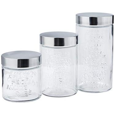 Imagem de Conjunto de Potes de Vidro com Tampa Inox Sabores 3 Peças Euro Transparente