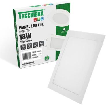 Imagem de Painel Plafon Quadrado Embutir 18w Luz Neutra 4000K - TASCHIBRA