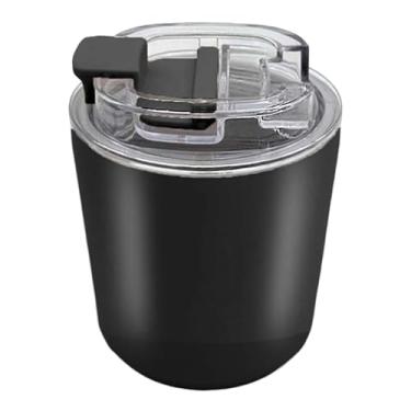 Imagem de DEQIANG Caneca de viagem, caneca de café isolada com tampa à prova de vazamento, copos de café de aço inoxidável de parede dupla a vácuo para café de água quente e fria (preta, 250 ml)