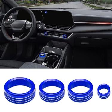Imagem de BORUIEN Tampa do botão de mudança de volume AC acessórios interiores para Chevy Chevrolet Equinox 2025 2026 console central painel capa maçaneta porta moldura adesivo decoração guarnição (azul)