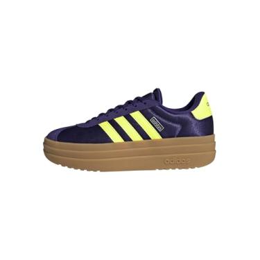 Imagem de adidas Tênis infantil unissex Vl Court Bold J, Roxo universitário/amarelo/prata metálico, 21