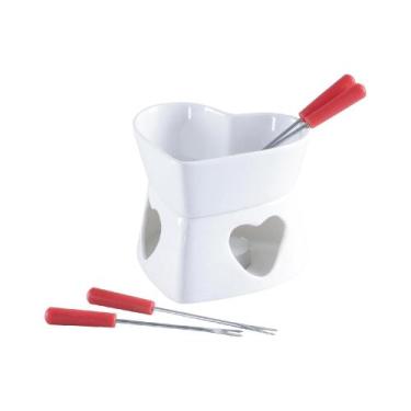 Imagem de Conjunto Fondue Herstal Em Cerâmica Coração 320ml 7 Peças Garfo Vela -