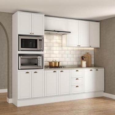 Imagem de Armário De Cozinha Completa C Balcão Milla Bloom Carraro Branco - MÓVE
