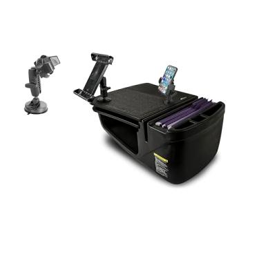 Imagem de AutoExec Mesa de carro GripMaster para sua estação de trabalho de veículo e escritório móvel, preta, com suporte para telefone, suporte para tablet e sucção para telefone