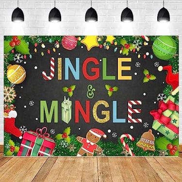 Imagem de Jingle Mingle Tema Festa Pano de Fundo Blackboard Floco de Neve Presentes Festa de Natal Fotografia Fundo de Inverno Férias Decorações de Casa Ano Novo Festa Chá de Bebê Decoração Banner, 18 x 1,5 m