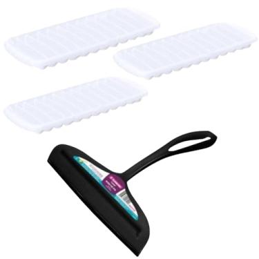 Imagem de Kit 2 Rodo de pia Preto e 3 Forma de gelo Plástico