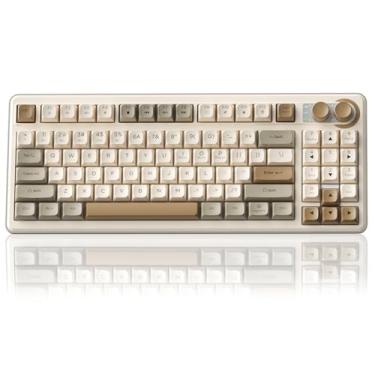 Imagem de Teclado para jogos SOLAKAKA SK90 75% sem fio – 4000 mAh Tri-Mode (BT5.0/2.4G/USB-C) lindo teclado cremoso para jogos com teclado numérico, botão de mídia, retroiluminado RGB, teclas silenciosas