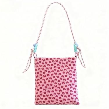 Imagem de Bolsa tiracolo de lona estampada elegante leve e casual, rosa, Medium, Mochila casual