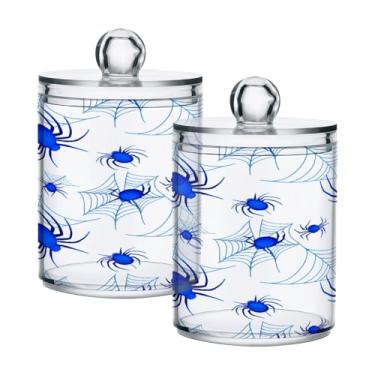Imagem de Qilmy Suporte Spiders Qtip pacote com 2, frascos de boticário de 400 ml, vasilha organizadora de banheiro para cotonetes, bolas de algodão, almofadas de maquiagem, fio dental, sais de banho