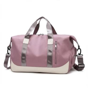 Imagem de Bolsa de Viagem Esportiva, Mala de Mão com Alça Transversal, Grande Capacidade para Academia e Viagens (Rosa Malva)