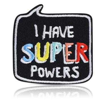 Imagem de Patch I Have Super Powers, adesivos bordados com bolhas de discurso arco-íris fofas, caixa de diálogo de 5 x 5 cm, aplique a ferro ou costurado para jaquetas, mochilas, acessório de construção de