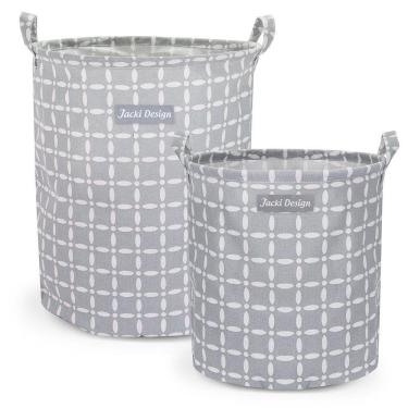 Imagem de Kit 2 Cestos Multiuso Tecido 43l E 23l Cinza Listrado