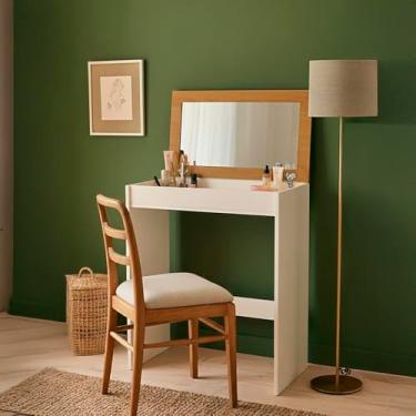 Imagem de Penteadeira Com Espelho Multiuso Quarto Camarim Maquiagem (Off White com Cinamomo)