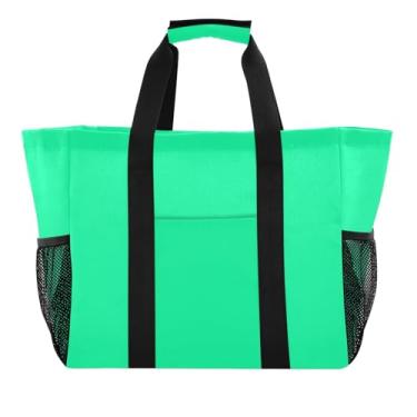 Imagem de ODAWA Sacolas de mercearia de ginástica portáteis verdes de primavera média, bolsa esportiva de lona lavável