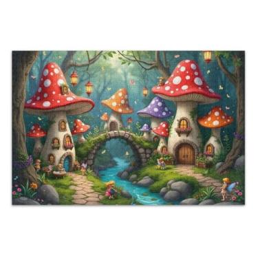 Imagem de Mushroom Bridge Green Puzzles for Adults, 500 Piece Puzzle, Interlock Suitablely, Home Decor for Men Women