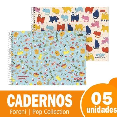 Imagem de Caderno Cartografia Capa Dura Foroni Pop Collection 5X96fls