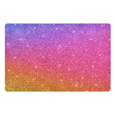 Imagem de Joisal Capachos brilhantes com glitter azul amarelo roxo para entrada ao ar livre casa durável tapete de boas-vindas ao ar livre engraçado, tapete para banheiro 81 cm x 50 cm