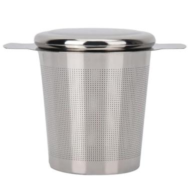 Imagem de Infusor de chá de aço inoxidável com alça dupla, filtro de chá durável para preparação de folhas soltas