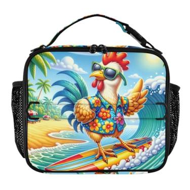 Imagem de Lancheira costeira divertida de galinha para mulheres, meninas, lancheira masculina e infantil, lancheira para trabalho, reutilizável para alimentos, isolada para adultos