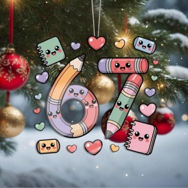 Imagem de Enfeites de Natal, 67 lápis meme para pendurar, enfeites de árvore de Natal feitos à mão, decoração de carro e casa - presente de Natal, decoração de artesanato em acrílico, ideias de troca de