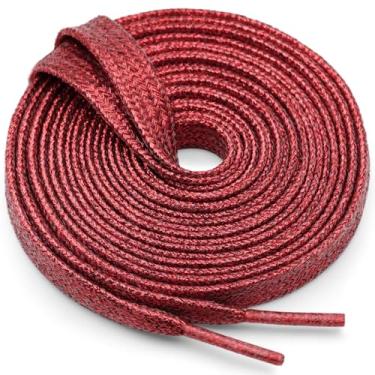 Imagem de WEGOODZF Cadarços planos com glitter: cadarços metálicos brilhantes para tênis - 2 pares, 22 Borgonha, 47 inch (100CM)