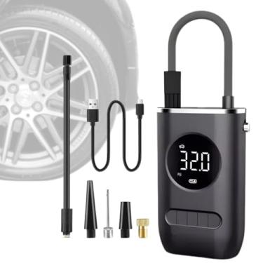 Imagem de Compressor de Ar Portátil Digital 150 PSI Preto | Bomba de Pneu Elétrica Recarregável | Inflador Automático com Manômetro LED | Para Carro, Moto, Bike, Bolas e Infláveis